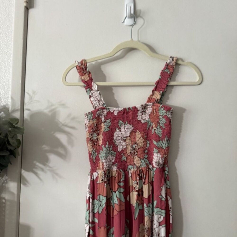 ARITZIA WILFRED Chianti Jumpsuit Wrm Sna Rd/Subtle Mint Floral Rose medium Pink - Picture 4 of 9
